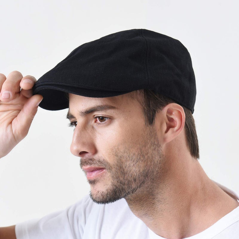 WITHMOONS Simple Newsboy Hat Flat Cap SL3026 (BlackM) - Image 3